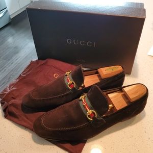 Mens Brown Gucci Suede Loafers